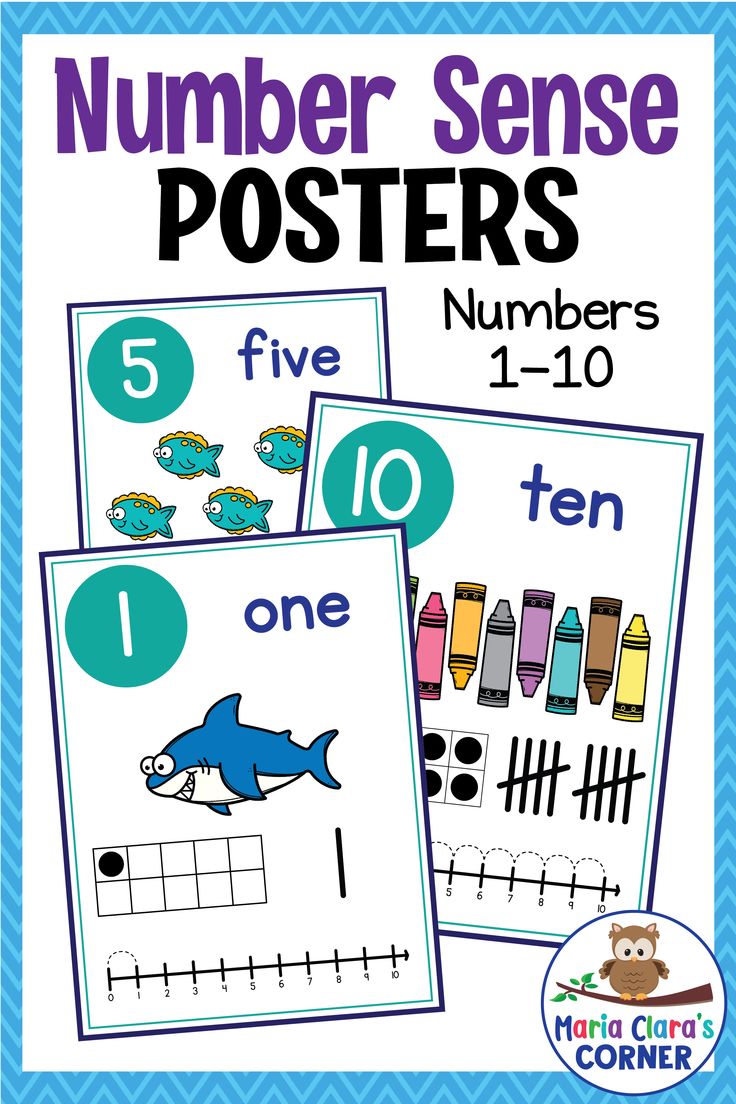 the number sense posters for numbers 1 - 10 with pictures of fish and turtle on them