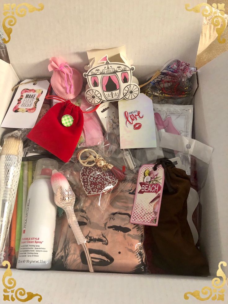 the contents of a beauty box are neatly packed