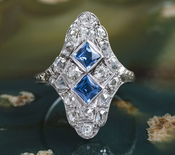 Antique Victorian Sapphire & Diamond Ring - sold at Copper Canary Luxury Blue Diamond Ring With Single Cut Diamonds, Exquisite Diamond-cut Sapphire Ring, Exquisite Diamond Cut Sapphire Ring, Fine Jewelry Sapphire Diamond Accented Ring, Blue Ring With Single Cut Diamonds, Fine Jewelry, Blue Platinum Jewelry With Single Cut Diamonds, Platinum Jewelry With Blue Single Cut Diamonds, Fine Jewelry Blue Rings With Single Cut Diamonds, Blue Single Cut Diamond Jewelry In Platinum