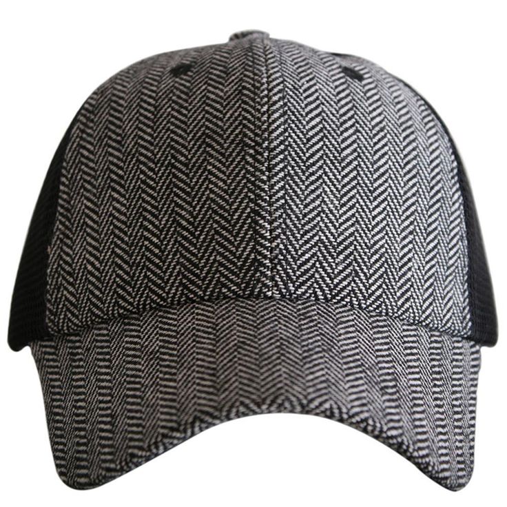 Herringbone Baseball Hat- Black Classic Black Fitted Visor Hat, Classic Black Visor Fitted Hat, Classic Black Fitted Hat With Visor, Black Baseball Cap With Curved Brim, Black One Size Flat Cap, Black Visor Baseball Cap, Black Baseball Cap With Visor-style Brim, Classic Black Six-panel Trucker Hat, Black Herringbone Pattern Flat Cap