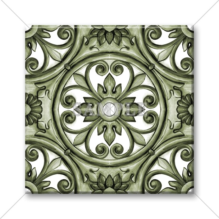 an artistic tile design in green and white