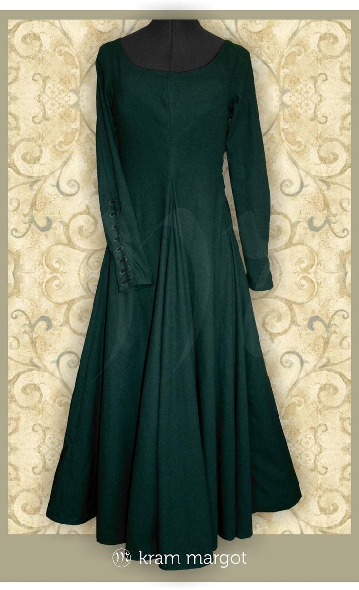 Medieval Long Sleeve Prairie Dress, Regency Style Long Sleeve Medieval Dress For Festivals, Vintage Long Sleeve Medieval Dress For Larp, Vintage Medieval Dress For Medieval Festivals, Historical Victorian Dress For Larp, Long Sleeve Victorian Dress For Larp, Long Sleeve Cotton Dress With Historical Design, Long Sleeve Cotton Dresses With Historical Design, Cotton Long Sleeve Dresses With Historical Design