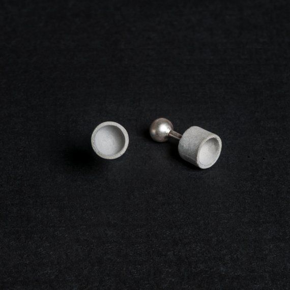 Micro Concrete Cuff Links #8 - ELEMENTS Collection Micro Concrete, Rolling Ball Sculpture, Architectural Earrings, Concrete Necklace, Architect Gift, Gift For Architect, Architectural Jewelry, Concrete Jewelry, Concrete Sculpture