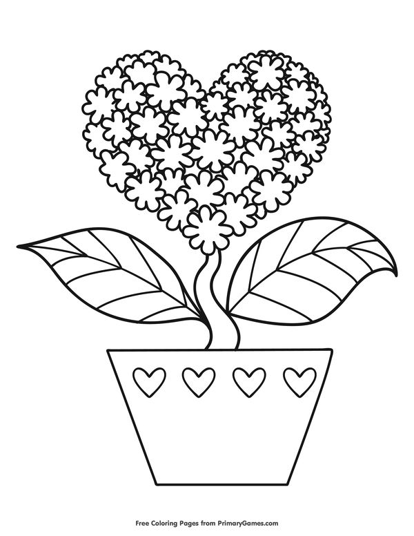 a potted plant with hearts on it