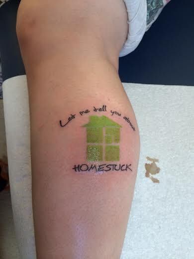 a person with a tattoo on their leg that says, you can't sell your home stuck