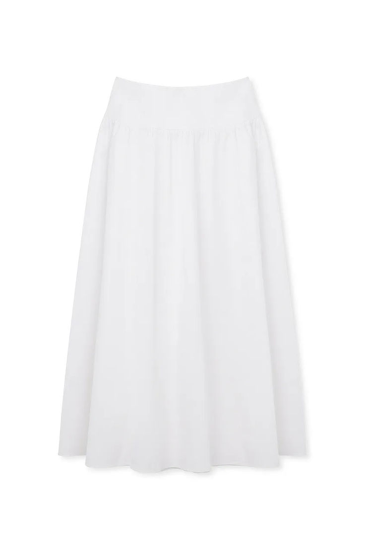 Gathered Maxi Cotton Skirt Ashton Wood, Skirt White, Cotton Skirt, Wide Waistband, On The Side, White Skirts, Maxi Skirt, Zipper, Skirt