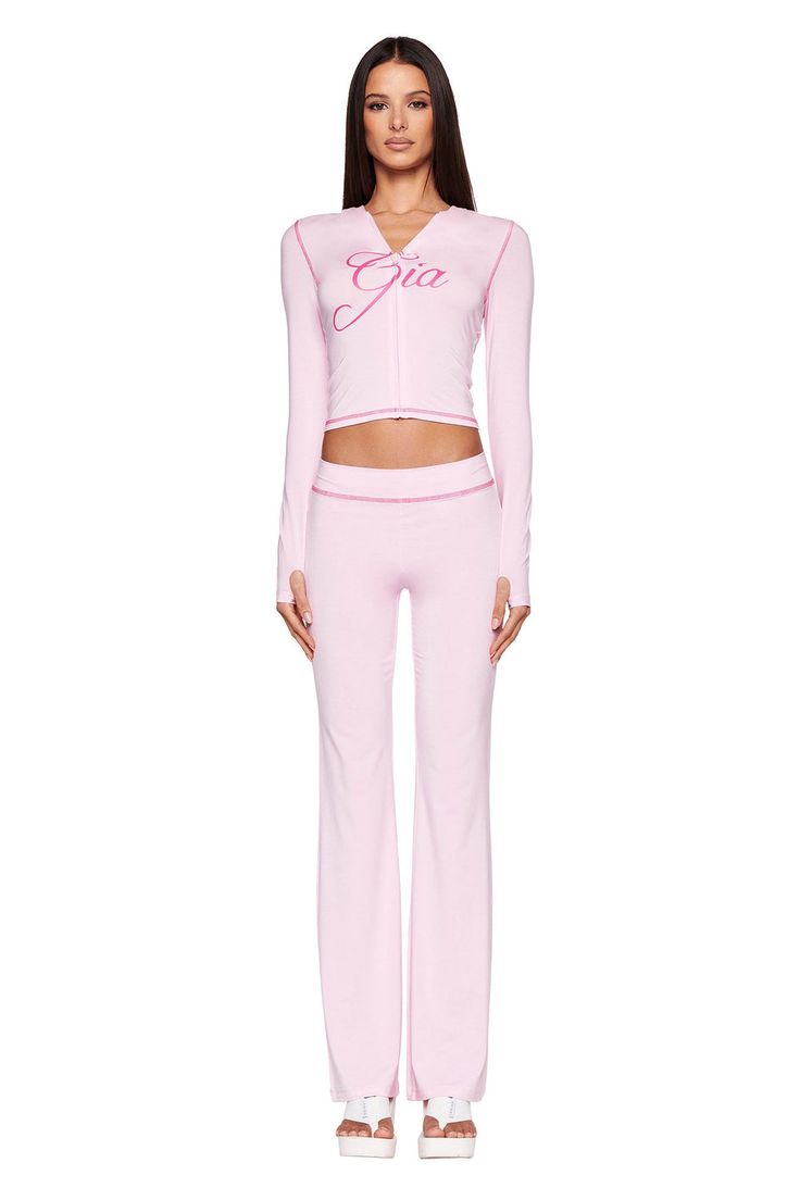 BLARE HOODIE - PINK : PASTEL PINK | I.AM.GIA I Am Gia Set, Princess Couture, Fame Clothes, Pink Tracksuit, Pink Contrast, Placement Print, Causal Outfits, I Am Gia, Pink Pastel