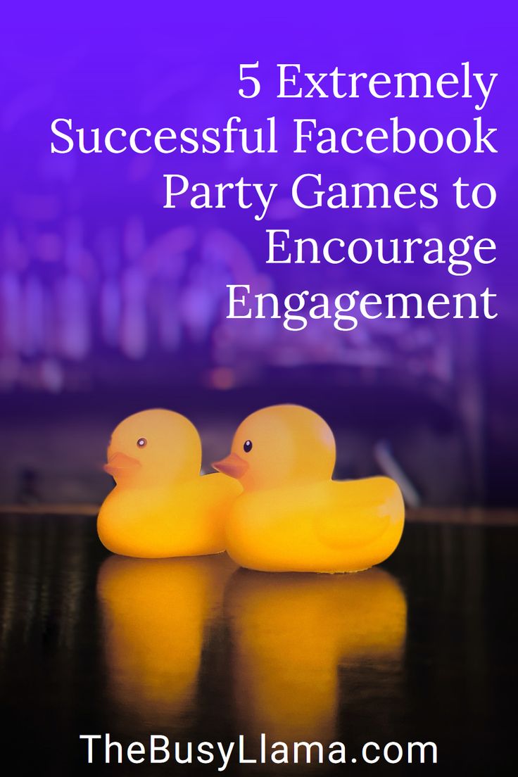 two rubber ducks sitting on top of a table with the words 5 extremely successful facebook party games to engage engagement