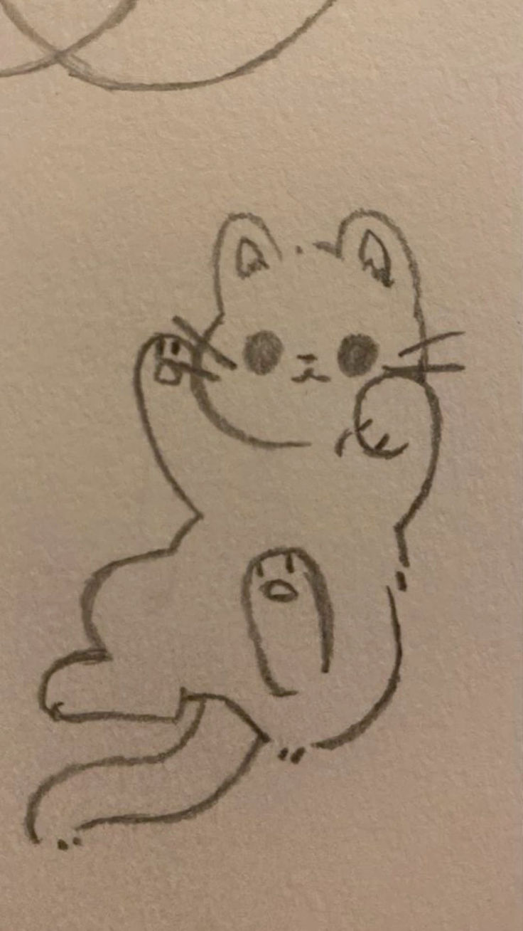 a drawing of a cat sitting on its hind legs