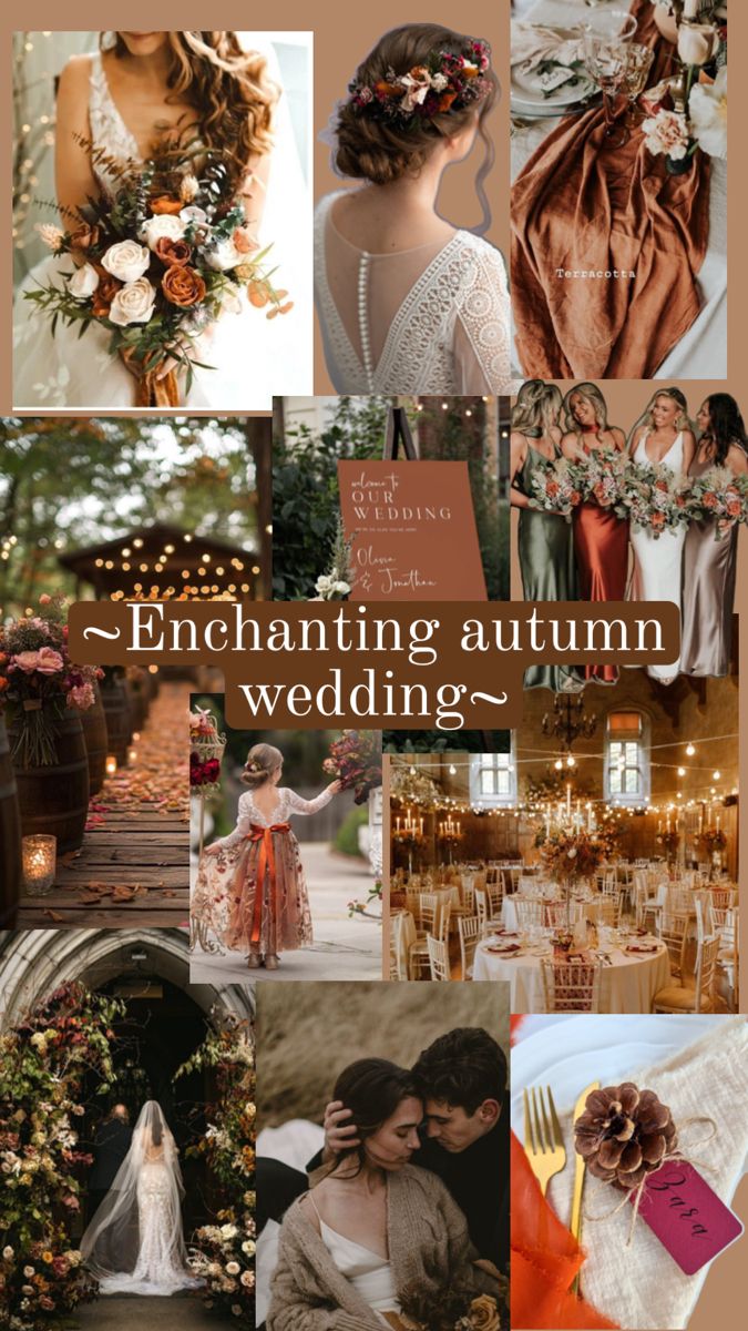 Stunning autumn wedding elements. Romantic Fall Wedding Bridesmaids, Autumn Wedding Mood Board, Autumn Wedding Ideas September, Colourful Autumn Wedding, Autumn Woodland Wedding, Autumn Wedding Uk, Whimsical Autumn Wedding, Fall Nature Wedding, Soft Autumn Wedding