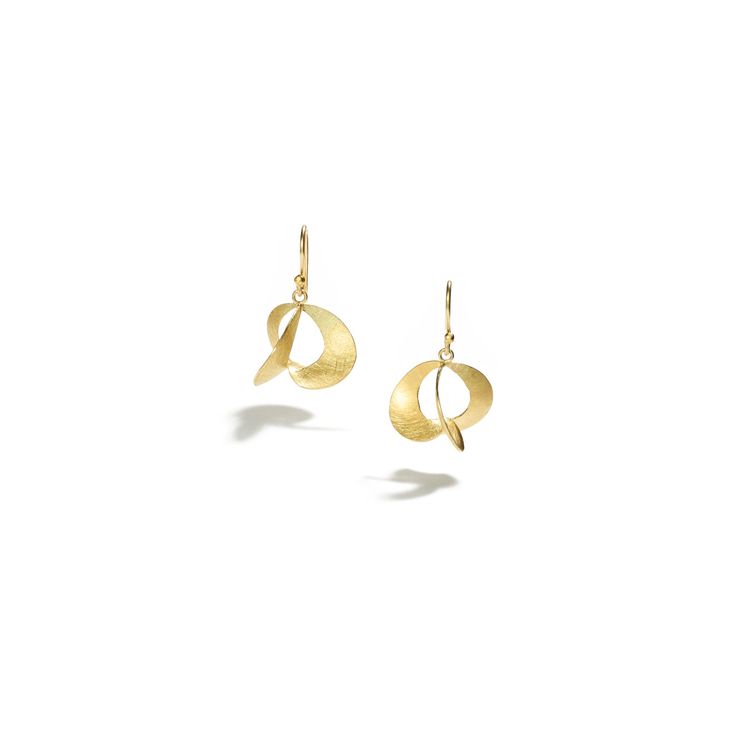 18K yellow gold • 1.10" (2.80cm) length • 0.75" (19mm) width • 18K gold ear wire Gold Crescent Hammered Earrings, Gold Hammered Crescent Earrings, Single Yellow Gold-plated Earring, Single Gold Plated Earring In Yellow Gold, Gold-plated Yellow Gold Linear Earrings With Ear Wire, Yellow Gold Plated Drop Earrings, Yellow Gold Drop Earrings Gold Plated, Gold Jewelry With Ear Wire In Recycled Gold, Elegant Gold Earrings In Recycled Gold