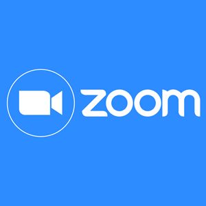 the zoom logo on a blue background