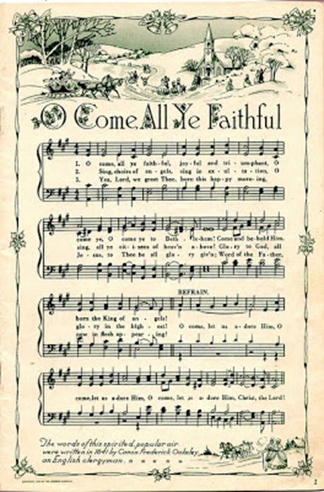 Old vintage, antique Christmas sheet music: Free and printable - KeytarHQ: Music Gear Reviews O Come All Ye Faithful, Sheet Music Crafts, Xmas Songs, Book Text, Hymn Sheet Music, Christmas Sheet Music, Old Sheet Music, Music Crafts, Music Paper