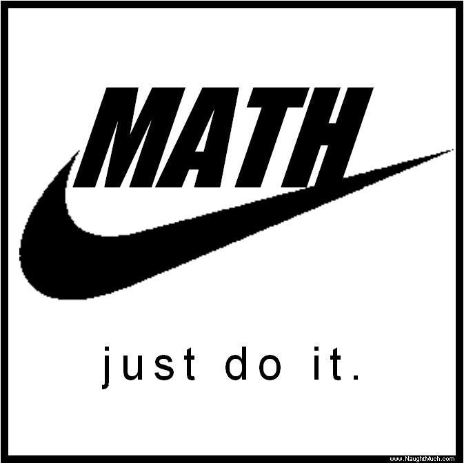 a black and white logo with the words math just do it