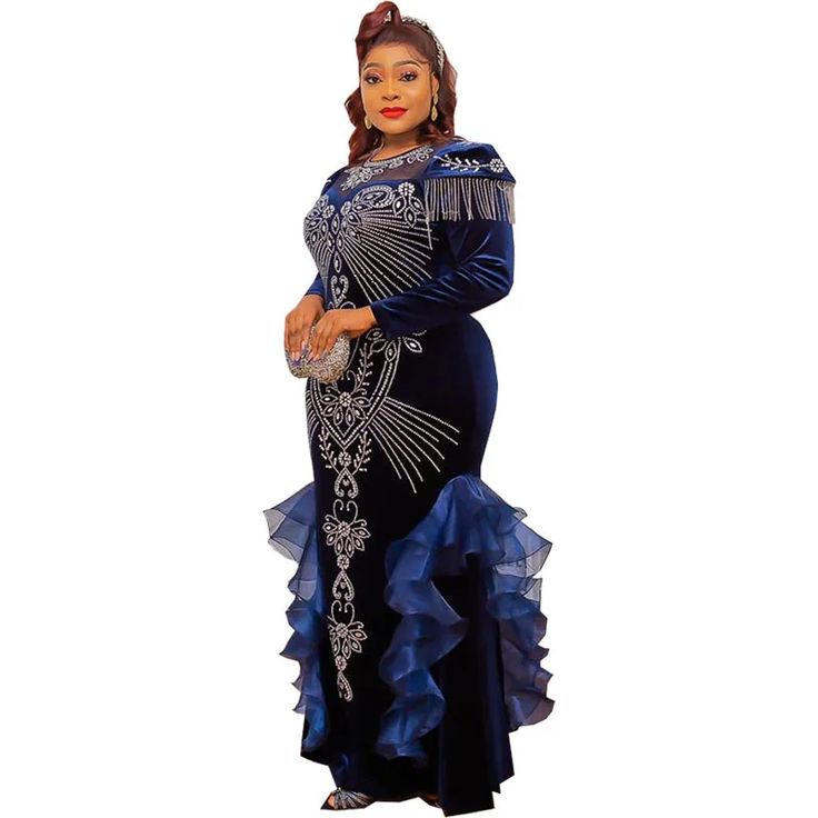 Introducing our "African Velvet Party Dress," a sumptuous and culturally inspired garment crafted for women, especially those in plus sizes, seeking elegance and comfort in their attire. This dress is tailored for evening parties and special events, blending the allure of Dashiki, Ankara prints, and the luxurious touch of velvet, creating a sophisticated ensemble for 2023.Meticulously designed for both opulence and style, this dress embodies the essence of African heritage while emanating a cont Elegant Evening Gowns Stunning Dresses, Dresses Glamour, Velvet Party Dress, Blue Velvet Dress, Velvet Dresses, Maxi Dresses Fall, Red Velvet Dress, Luxury Dress, African Women