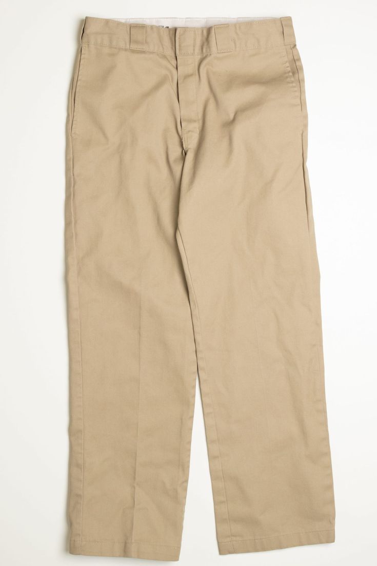 Dickies Pants Classic Cotton Work Pants For Everyday, Vintage Solid Bottoms With Pockets, Vintage Bottoms With Pockets In Solid Color, Vintage Solid Color Bottoms With Pockets, Classic Solid Work Pants With Pockets, Vintage Beige Bottoms With Belt Loops, Retro Relaxed Fit Pants With Belt Loops, Retro Cotton Pants With Relaxed Fit, Classic Cotton Work Pants For Fall