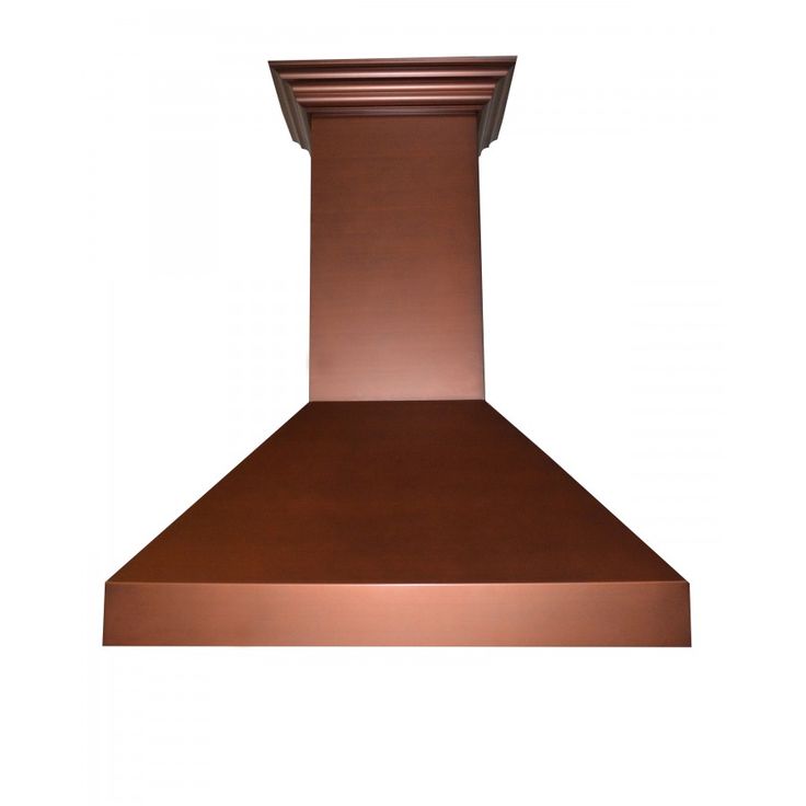 the copper range hood is shown on a white background