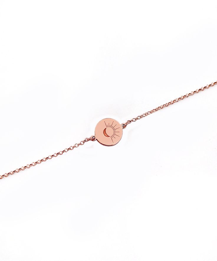 14K Delicate Sun and Moon Bracelet, Solid Gold Bracelet, Dainty sun and moon bracelet, Gold Layering bracelet, Minimalist bracelet, Unique Gift, Crescent moon bracelet, 9K gold bracelet, FREE EXPRESS SHIPPING Beautiful and delicate bracelet with a disc link engraved with a crescent moon and sun rays, made in 14K or 9K solid gold. She's Like the Sun and the Moon Because even on the cloudiest of days... And darkest of nights... She still find the way to shine bright! Whisper...Shine Bright! ------ Minimalist Adjustable Sun And Moon Jewelry, Minimalist Moon Phase Bracelet, Sun And Moon Bracelet, Solid Gold Bracelet, Moon Bracelet, Bracelet Minimalist, Bracelet Dainty, Minimalist Bracelet, Sun Rays