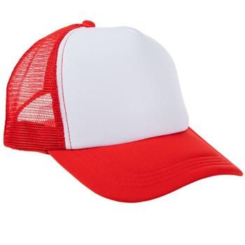 Create your very own stylish headwear with this Red Trucker Baseball Cap. This trucker-style hat features a red visor and mesh back with an adjustable snap closure. The front panel of the hat is solid white and can be embellished with your very own design using markers, fabric paint, sublimation, and more. The possibilities are endless, so make it one-of-a-kind! Details: 	 Size: Unisex One Size Fits Most 	 Color: Red & White 	 Quantity: 1 Create your very own stylish headwear with this Trucker B White Mesh Visor Baseball Cap, White Mesh Snapback Hat With Visor, White Mesh Visor Hat, White Mesh Trucker Hat With Curved Visor, White Trucker Hat With Curved Visor, White Mesh 5-panel Baseball Cap, White Mesh 5-panel Snapback Hat, White 5-panel Mesh Snapback Hat, Red Trucker Style 5-panel Baseball Cap