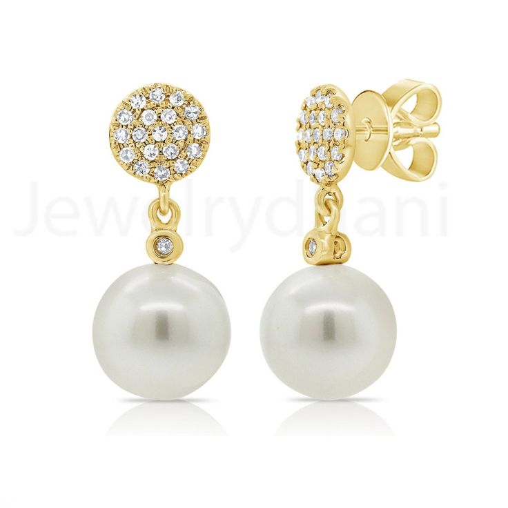 Genuine 0.11 Ct. Si Clarity G h Color Pave Diamond Disc Stud Earrings With Solid 14K Yellow Gold Pearl Drop Earrings Handmade Jewelry >> About this product:- * SKU Code: JD_0086 * Handmade/ Handcrafted Fine Jewelry * Metal: 14K Solid Yellow Gold (with Stamped) * Metal Purity: 14K Gold With Stamped * Custom Metal Purity: 14K/ 18K * Diamond Clarity:- SI-1 * Diamond Color:- G-H * Diamond Weight:- 0.11 Ct. * Diamond Cut:- Brilliant Cut (Excellent Cut) * Pearl Weight:- 10.00 Ct. * Earrings Size: 22 m Yellow Gold Diamond Earrings With Pearl Drop, Gold Pearl Earrings With Prong Setting, Gold Diamond Pearl Earrings With Prong Setting, 14k Gold Pave Setting Earrings For Anniversary, Yellow Gold Dangle Earrings With Pave Setting, Gold Brilliant Cut Pearl Earrings For Anniversary, Yellow Gold Round Diamond Earrings With Pearl Drop, Yellow Gold Cubic Zirconia Pearl Earrings For Anniversary, Anniversary Yellow Gold Pearl Earrings With Cubic Zirconia