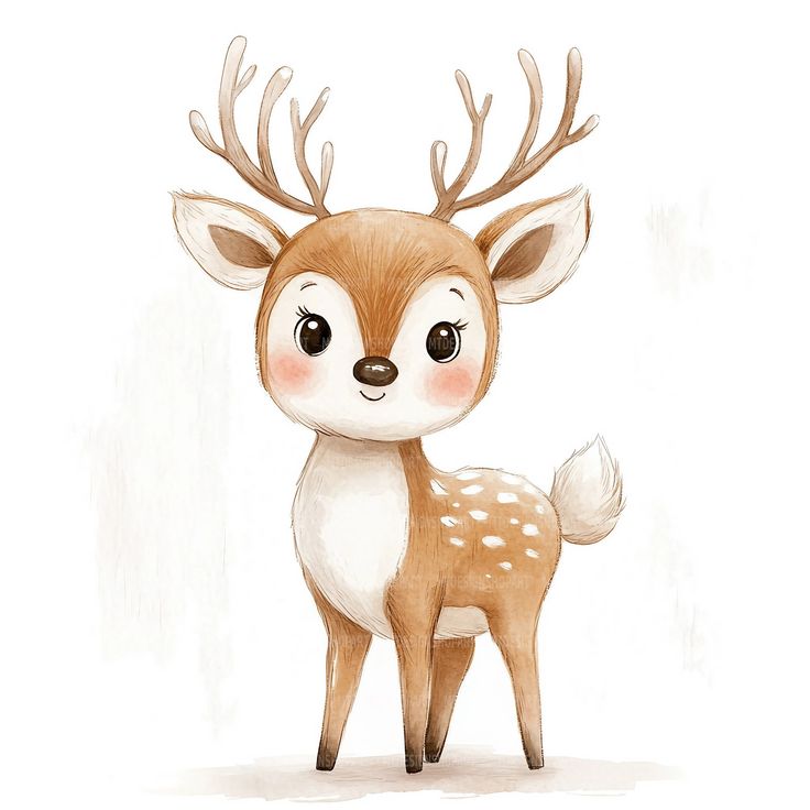 a cute little deer with antlers on it's head