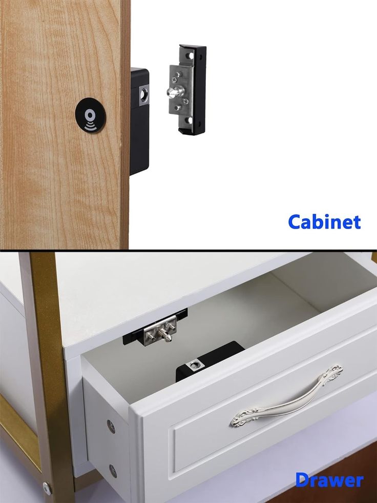 an open cabinet door with the bottom drawer closed and the bottom drawer opened showing what's inside