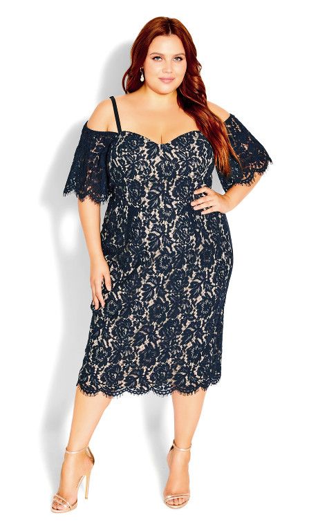 Lace Whisper Dress - navy Off-shoulder Lace Dress For Summer Evening, Off-shoulder Lace Trim Dress For Night Out, Chic Off-shoulder Lace Dress With Lace Trim, Elegant Off-shoulder Lace Dress, Elegant Off-shoulder Dress With Lace Sleeves, Elegant Off-shoulder Scalloped Lace Dress, Chic Off-shoulder Lace Dress, Evening Off-shoulder Dresses With Lace Sleeves, Elegant Off-shoulder Lace Dress For Party