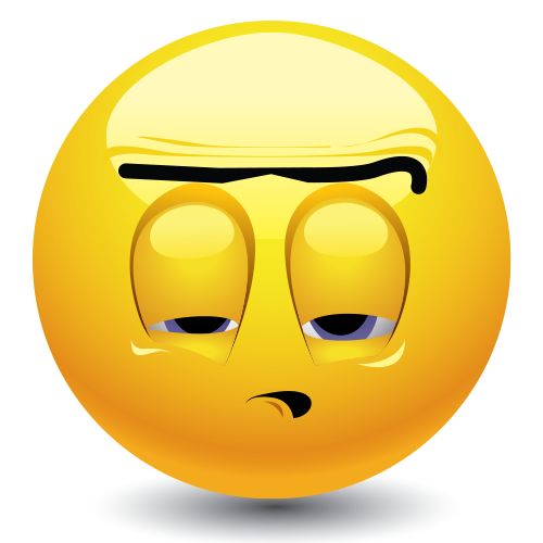 an emoticive yellow smiley face with eyes closed and one eye open, looking to the side