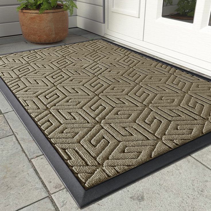 PRICES MAY VARY. 【Capture Dirt and Moisture】Yimobra welcome outdoor door mat features with patterned groove design that provide a good catcher for sand/ debris/ dust from bare feet and shoe/ sandel/ boot soles. The beveled border design helps to form a retention dam to catches everything the dogs bring in including muddy, wet feet 【Non Slip Rubber Backing】Yimobra outdoor doormats are made of heavy duty non-slip rubber backing, which helps prevent you from slipping when entering and exiting, ensu Entryway Floor, Door Mat Entryway, Clean Patio, Waterproof Patio, Entryway Flooring, Entrance Door Mat, Outdoor Entryway, Floor Stain, Pet Spaces