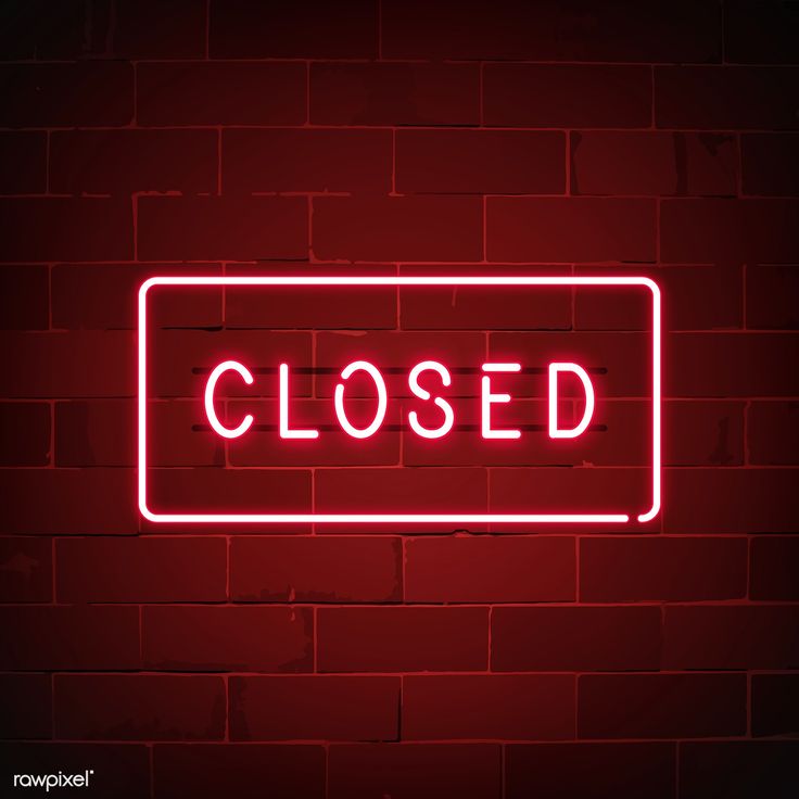 a red neon sign that says closed on a brick wall with the word'closed'underneath it