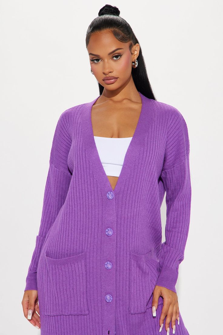 Available In Black, Grey, And Purple. Cardigan Sweater V-Neck Button Down Pockets Long Sleeve 38% Rayon 38% Nylon 22% Wool 2% Alpaca Imported | All Weekend Long Cardigan in Purple size Small by Fashion Nova Long Cardigan Sweater, Purple Cardigan, Long Sweaters Cardigan, Purple Fashion, Long Cardigan, Black Grey, Cardigan Sweater, Alpaca, Fashion Nova