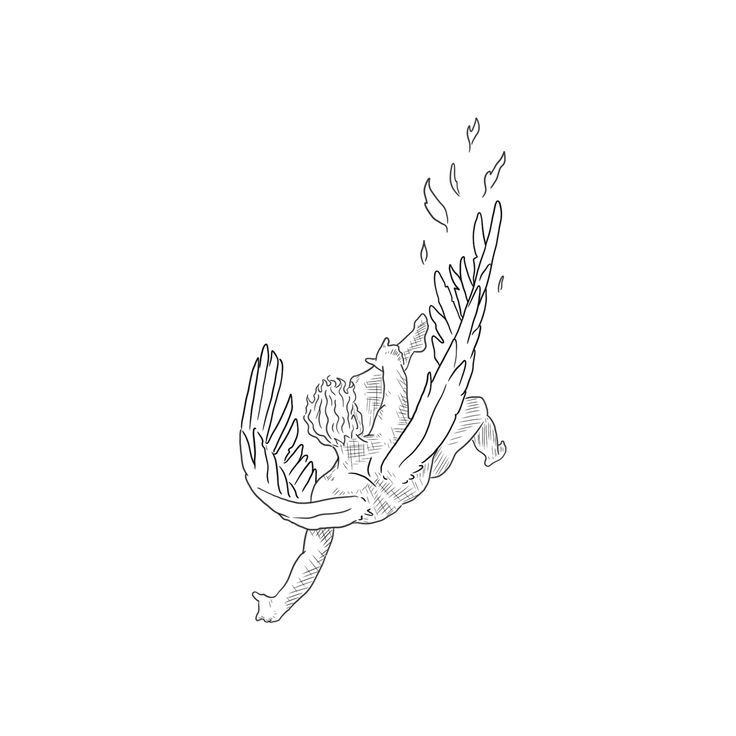 Tattoo idea of a fallen Angel Fallen Tattoo Angel, Small Fallen Angel Tattoo, Fallen Tattoo, Fallen Angel Tattoo, Tattoo Angel, Autumn Tattoo, Angel Tattoo, Fallen Angel, Tattoo Sketches