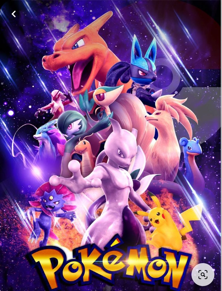 the pokemon movie poster with various characters