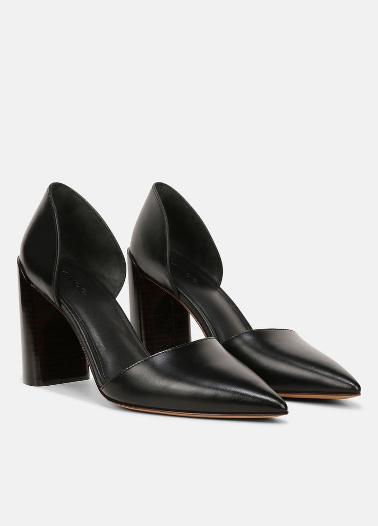 Prim Leather Pump in Women's Sale Shoes | Vince Leather Block Heels With 4-inch Closed Toe, Modern Court Shoes With 4-inch Block Heel, Leather High Heel Court Shoes With Contrasting Heel Counter, Leather Court Shoes With Contrasting Heel For Business, Business Leather Court Shoes With Contrasting Heel, High Heel Leather Court Shoes With Contrasting Heel, Chic 4-inch Leather Heels, Sleek Leather Court Shoes With 4-inch Heel, Fall Block Heels With Contrasting Heel Counter