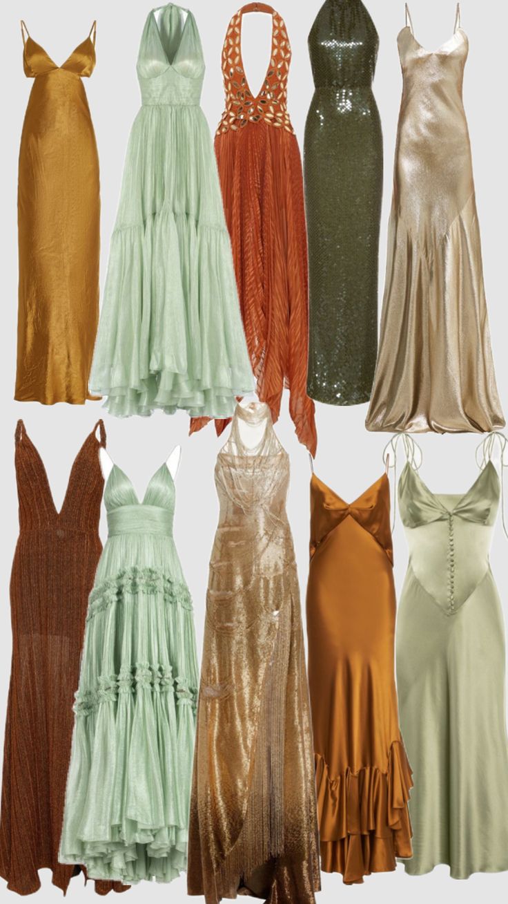 six dresses in different colors and sizes