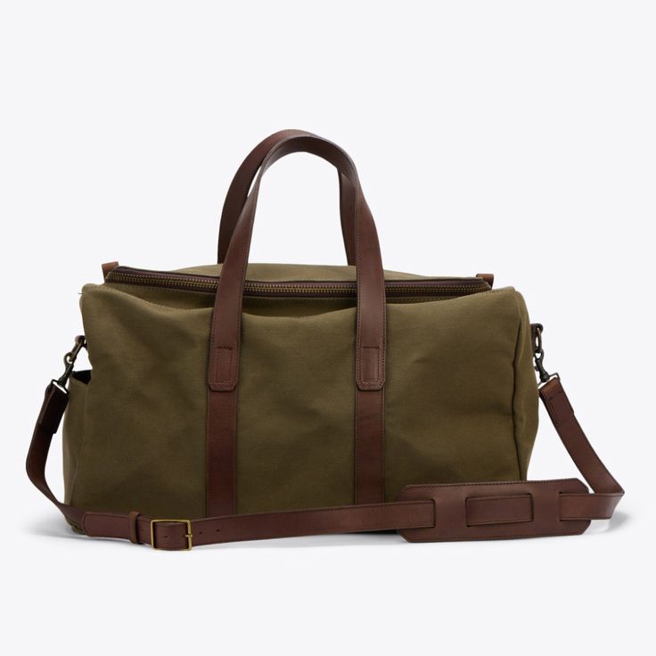 Luis Weekender Forest Green — Nisolo Nisolo Shoes, Canvas Weekender Bag, Long Weekend Getaways, Bespoke Post, Waxed Canvas, Long Weekend, Leather Care, Vegetable Tanned Leather, Weekender Bag