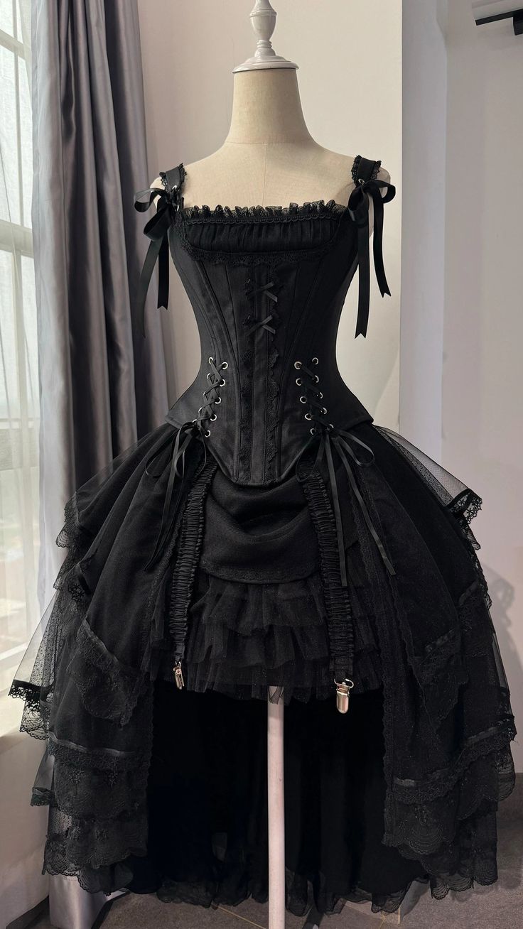 43099564671023|43099564769327|43099564834863|43099564867631 Black Corset Dress, Corset Skirt, Black Corset Top, Goth Dress, Antique Dress, Fairytale Dress, Dress Suit, Black Corset, Black Set