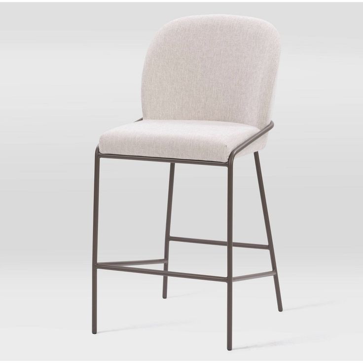 an upholstered bar stool with grey frame