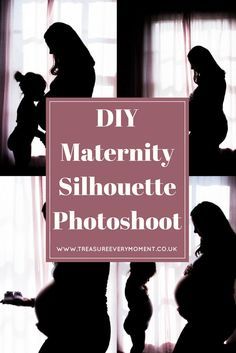 silhouettes of pregnant women with the words diy maternity silhouette photoshoot