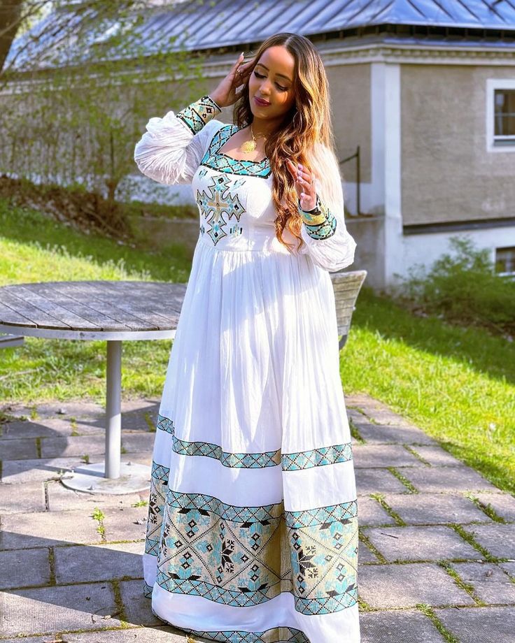 Gorgeous Blue Pattern Habesha Kemis Habesha Dress, Ethiopian Traditional Dress, Ethiopian Dress, Habesha Kemis, Blue Patterns, Traditional Fashion, Traditional Dress, Cultural Heritage, British Indian