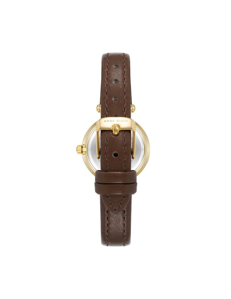 A ladylike watch in sumptuous genuine leather, this timepiece is effortlessly versatile Band Length: 8.5" Case width: 26mm Band width: 10mm Orders placed between December 25th and January 2nd will experience shipping delays. Gold Leather Strap Watch For Office, Gold Office Watch With Leather Strap, Gold Watches With Leather Strap For Office, Classic Leather Strap Watch For Office, Everyday Watch Accessories With Bracelet Strap And Round Dial, Everyday Round Watches With Leather Strap, Timeless Everyday Watch With Bracelet Strap, Classic Everyday Watches With Adjustable Fit, Everyday Timeless Watch With Bracelet Strap