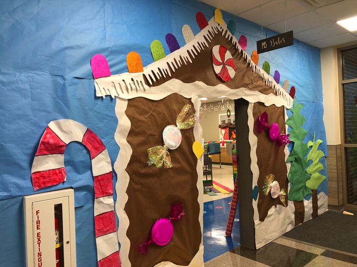 a classroom door decorated with candy land decorations