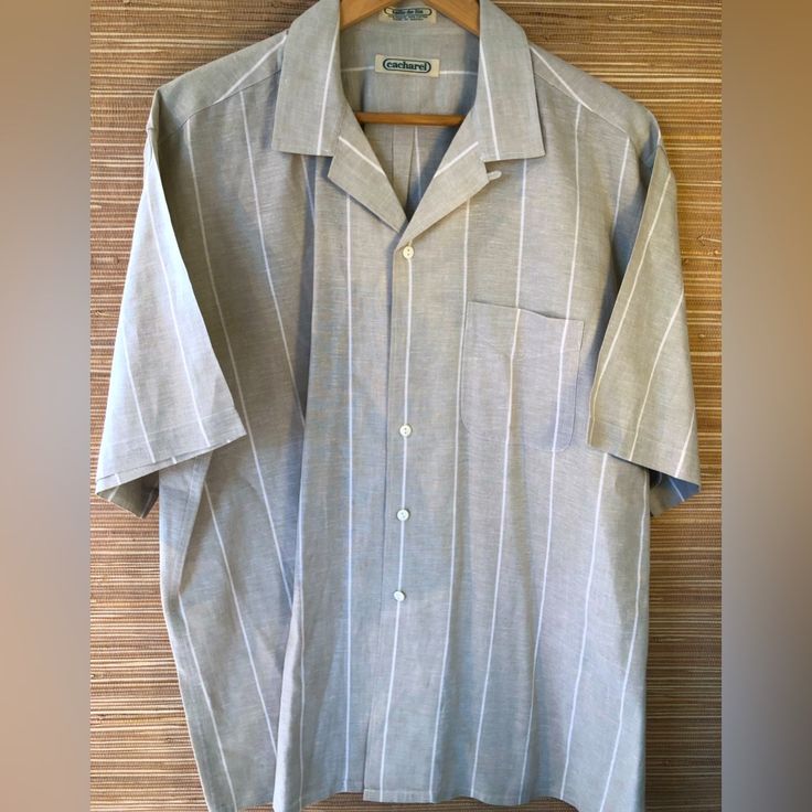 Nwot Cacheral Luxury Short Sleeve Shirt Size Tag Is Missing But It Is An Xl Classic Collared Shirt For Vacation, Classic Striped Shirt With Camp Collar, Vertical Stripes, Size Tag, Short Sleeve Shirt, Sleeve Shirt, Stripes, Mens Shirts, Man Shop