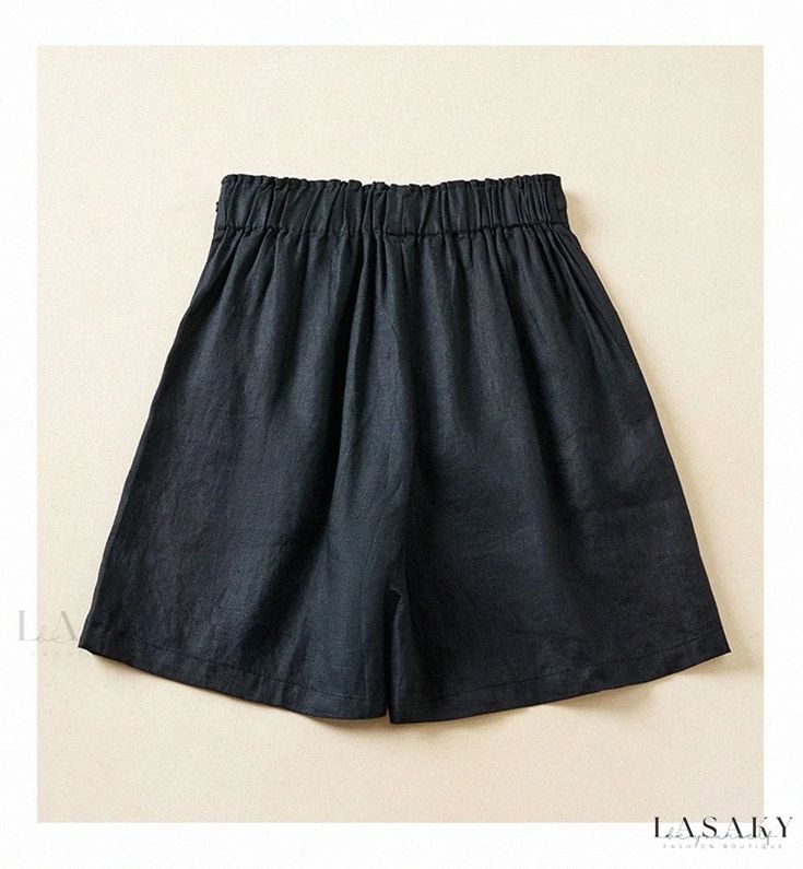 Lasaky - Adjustable Waistband Wide-Leg Shorts and Pants Black Bottoms With Waistband For Spring, Black Wide-leg Shorts With Elastic Waistband, Black Wide Leg Shorts With Elastic Waistband, Solid Non-stretch Shorts, Casual Elastic Short Length Bottoms, Casual Elastic Black Bottoms, Short Pants With Elastic Waistband, Casual Black Elastic Bottoms, Cotton Bottoms With Waistband For Summer