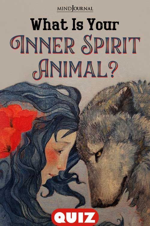 a book cover with an image of a wolf and a woman's face, which reads what is your inner spirit animal?