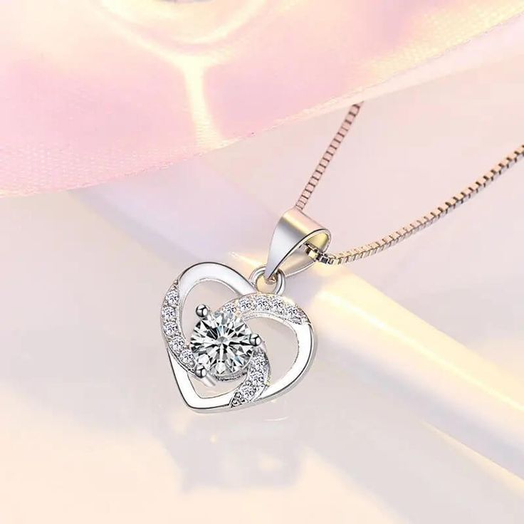 Vortex Heart Whirlpool Necklace Cubic Zirconia 925 Sterling Silver - Mounteen Crystal Clavicle Chain Jewelry For Valentine's Day, Crystal Jewelry Valentine's Day Gift For Her, Crystal Jewelry For Valentine's Day Gift, Crystal Jewelry For Valentine's Day Gift For Her, Valentine's Day Crystal Clavicle Chain Jewelry, Valentine's Day Crystal Jewelry Gift For Her, Dazzling Heart Shaped Cubic Zirconia Jewelry, Valentine's Day Double Heart Jewelry With Sparkling Stones, Valentine's Day Double Heart Sparkling Stones Jewelry