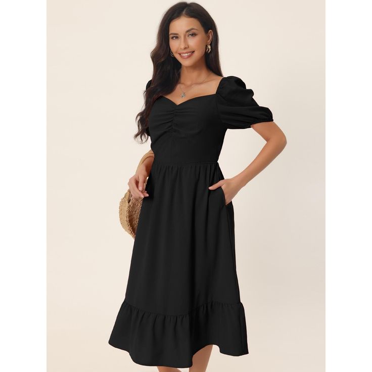 This dress will flatter any body shape, making it a timeless addition for any fashionista. It’s classic and stylish. The ruffle dresses will flow when you walk and feel comfy against your skin smoothly. Occasion: The casual v-neck dress is made for an important event, vacation, dating, or hiking. Easily pair it with your sandals, heels, and summer accessories. Great for casual, work, beach, date, party, honeymoon, holiday, family gatherings and photoshoots, etc. Ruffle Dresses, Midi Dress With Pockets, Beach Date, Ruffle Fabric, Sleeve Packaging, Casual Work, Summer Accessories, Dress With Pockets, Family Gatherings