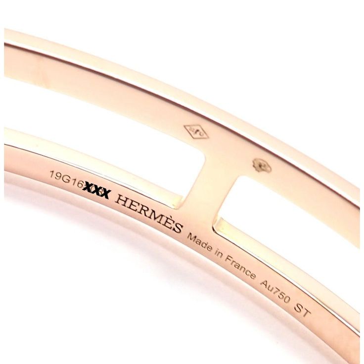 Hermes 18k Rose Gold H Open Cuff Bangle Bracelet  Metal: 18k Rose Gold  Size: ST  Length: 6.46"  Weight: 21.7 grams  Width: 11mm  Hallmarks: HERMES 750 ST Made In France 19G165XXX(serial number has been omitted) T3442hond  Please reference the dimensions in the description for the best approximate dimensions. Luxury Rose Gold Bangle Cuff Bracelet, Luxury Rose Gold Cuff Bracelet For Formal Occasions, Luxury Rose Gold Cuff Bracelet For Formal Events, Luxury Rose Gold Cuff Bracelet, Luxury Rose Gold Polished Cuff Bracelet, Modern Rose Gold Bangle For Formal Occasions, Modern Rose Gold Bangle For Formal Events, Luxury Rose Gold Bangle, Designer Rose Gold Bangle