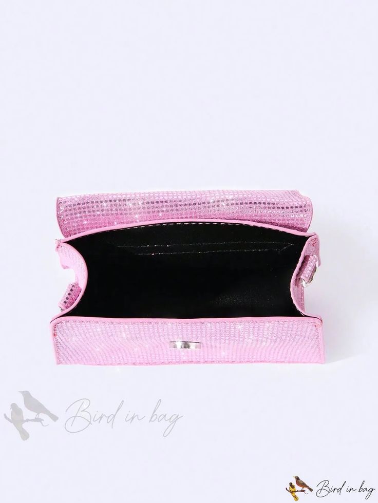 Bird in Bag - Fashionable Sequin Detail Flap Square Bag Trendy Rectangular Shoulder Bag For Parties, Elegant Pink Phone Bag With Removable Pouch, Chic Pink Box Bag For Mobile Phone, Trendy Rectangular Bag For Parties, Trendy Shoulder Box Bag For Party, Pink Square Box Bag For Party, Trendy Party Pouch Box Bag, Pink Mobile Phone Box Bag Gift, Trendy Pink Rectangular Clutch