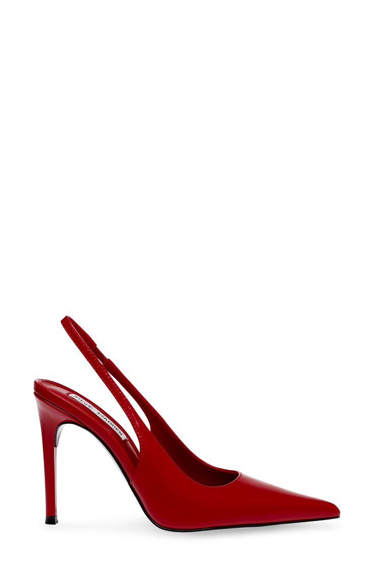 Timeless glamour defines this standout stiletto sandal featuring a pointy toe and a classic slingback strap. 4 1/4" heel Elasticized slingback strap Leather upper/synthetic lining and sole Imported Elegant Red Slingback Pumps With 4-inch Heel, Red Slingback Pumps With Padded Heel For Evening, Red Evening Slingback Pumps With Padded Heel, Red Open Toe Slingback Pumps With Sculpted Heel, Red High Heel Slingback Pumps For Formal Occasions, Red Slingback Pumps With 4-inch Heel For Evening, Red Pointed Toe Slingback Sandals For Evening, Classic Red Slingback Pumps For Evening, Red Patent Leather Slingback Pumps With 4-inch Heel